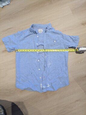 Weathered Vintage Linen Short Sleeve Button Up Medium